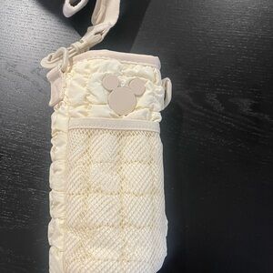 Cream Quilted Bottle Holder with Mickey Design